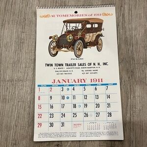 1967 Automemories Of 1911 Calendar, 1967 Dates Are Same As 1911, Vintage Cars